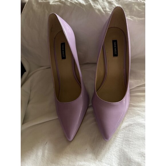 Lilac Patent Leather Pointed Toe Heels With Transparent Block Heel Size 11 - Picture 2 of 11